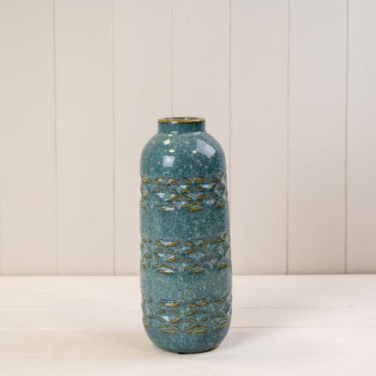 Blue Ceramic Vase TD(ext)5/(int)4cm BD10 x H25.5cm