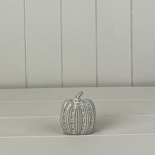 Glazed Ceramic Pumpkin Tealight with Textured Detail L6.5xD6.5xH7.5cm  Weight-99g