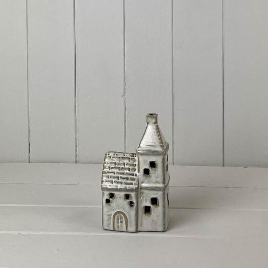 Beige Mottle Ceramic Church Decoration with LED L8.5xD6.5xH15cm  Weight-326g