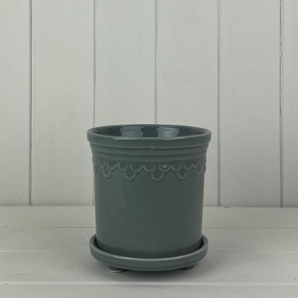 Grey Saucer Pot TD13cm H11.5cm  Weight-558g