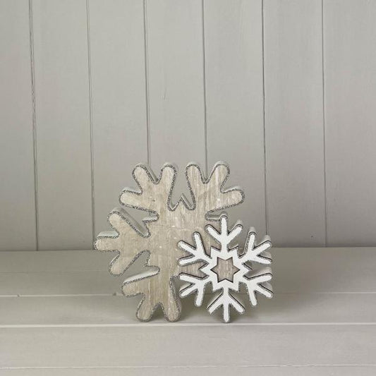Whitewashed Wooden Snowflake L20xH19.5cm Weight-295g