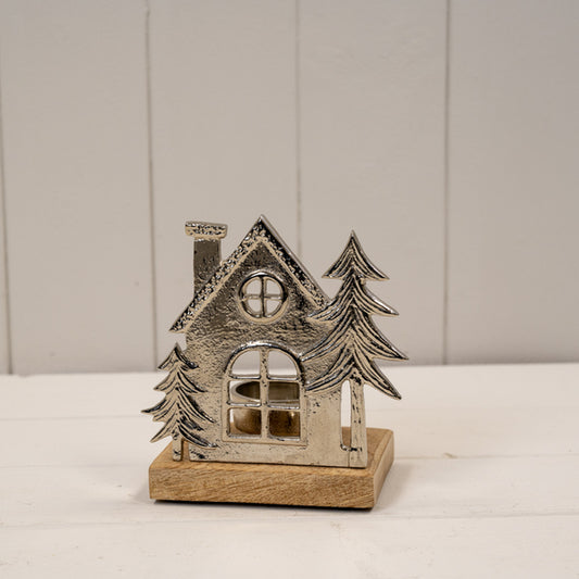 Metal House Tealight Holder L12xW7.5xH13cm