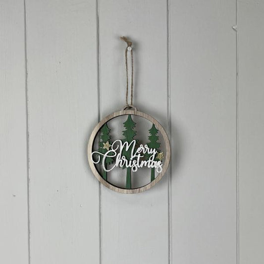 Wooden Hanging Circle with Tree H11xW10.5xD0.8cm  Weight-14g