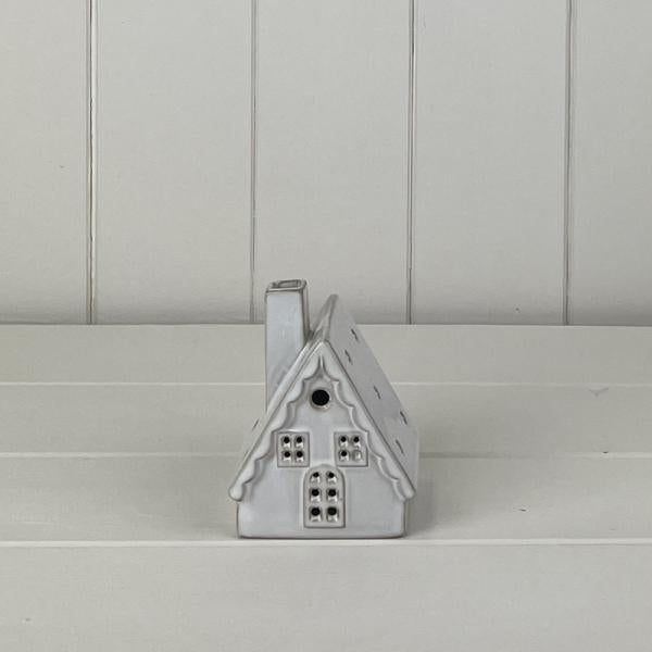 White Ceramic House Ornament with LED L7.1xD6xH8.9cm  Weight-193g