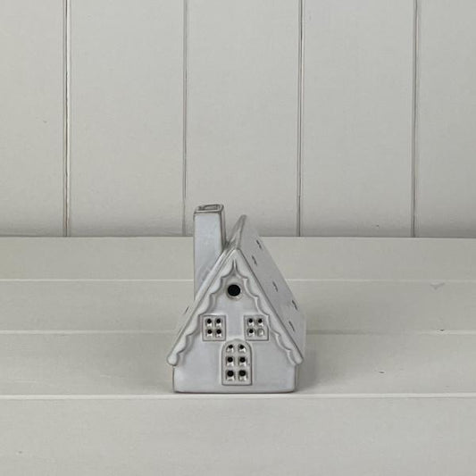 White Ceramic House Ornament with LED L7.1xD6xH8.9cm  Weight-193g