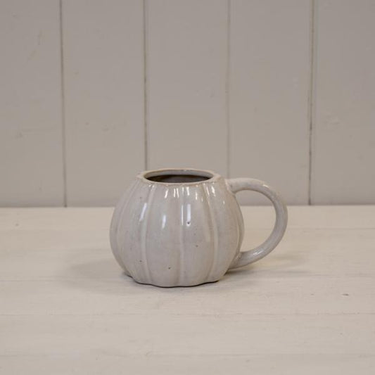 White Ceramic Pumpkin Mug L14.3xW10.1xH9.5cm
