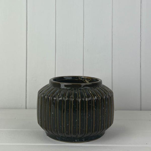 Stripe Glossy Pot H12cm D17.5cm