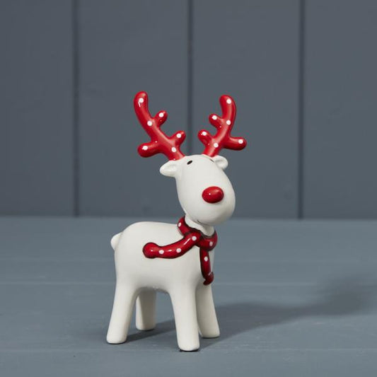 Red and White Ceramic Deer L7.8xD7xH13.2cm