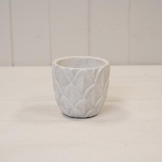 Round White  Leaf Patterned Pot TD9xH8.5cm  Weight-319g