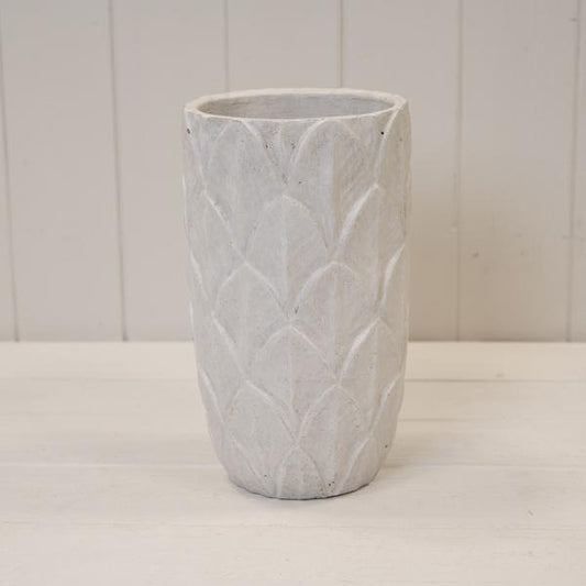 White  Leaf Patterned Tall Pot TD13.2xH23cm