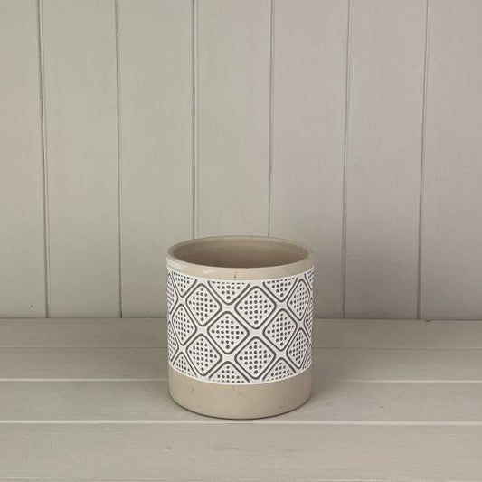 Round Beige Patterned Pot TD13.5xH13cm Weight-660g