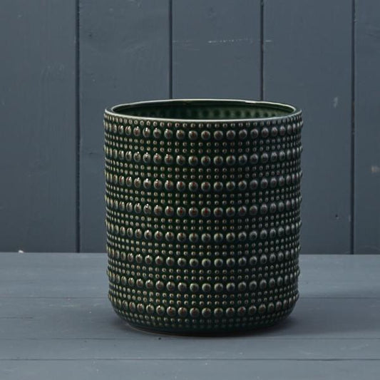 Green Ceramic Pot TD16cm H17cm Top int 14.2cm