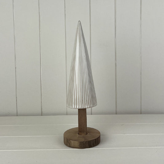 Glazed Ceramic Tree Ornament with Textured Detail L10xD10xH33cm  Weight-417g