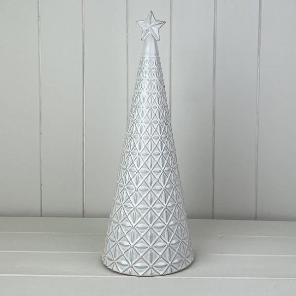 Glazed Ceramic Tree Ornament with Textured Detail L14.4xD14.4xH38cm  Weight-959g