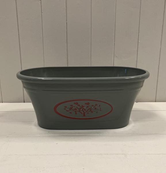 Grey Round Love Heart Tree Trough Recycled Plastic Planter TD38x21cm 7.7LTR