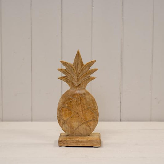 Small Wooden Carved Pineapple Display 22x10x5