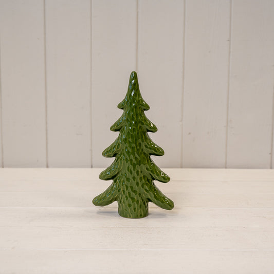 Medium Dimpled Green Ceramic Christmas Tree Ornament