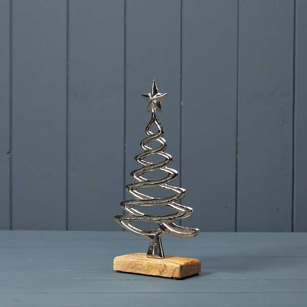 Silver Tree on Wooden Base13x5x24.5cm
