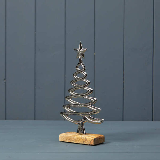 Silver Tree on Wooden Base13x5x24.5cm