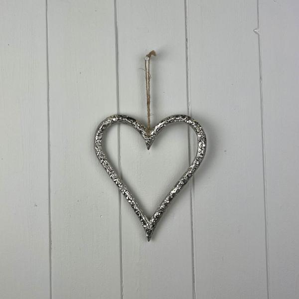 Silver Metal Heart 14cm