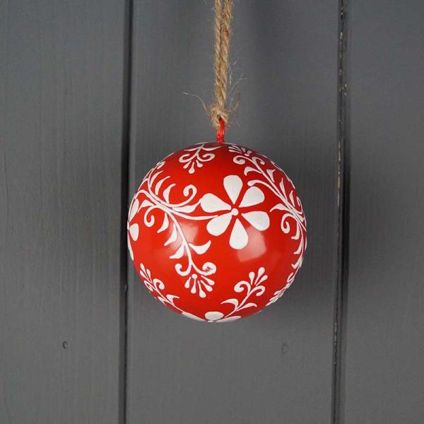 Red Hanging Handpainted Bauble (6.5cm)