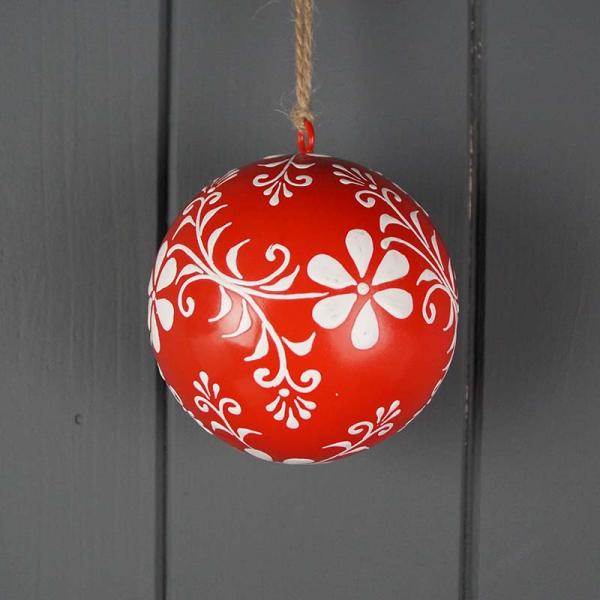 Red Hanging Handpainted Bauble 8cm