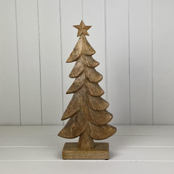 Wooden Tree on Base Festive Decoration L10xD4.5xH20.5cm  Weight-153g