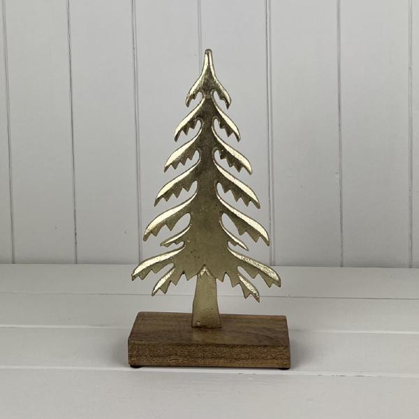 Gold Wood/Metal Tree Festive Decoration L15xD6xH30cm  Weight-329g