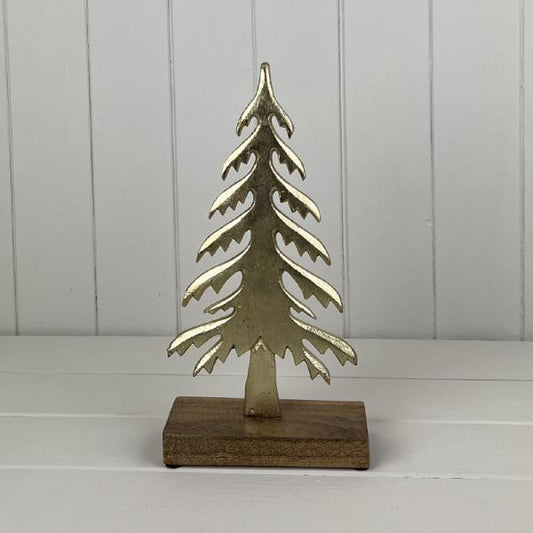 Gold Wood/Metal Tree Festive Decoration L15xD6xH30cm  Weight-329g