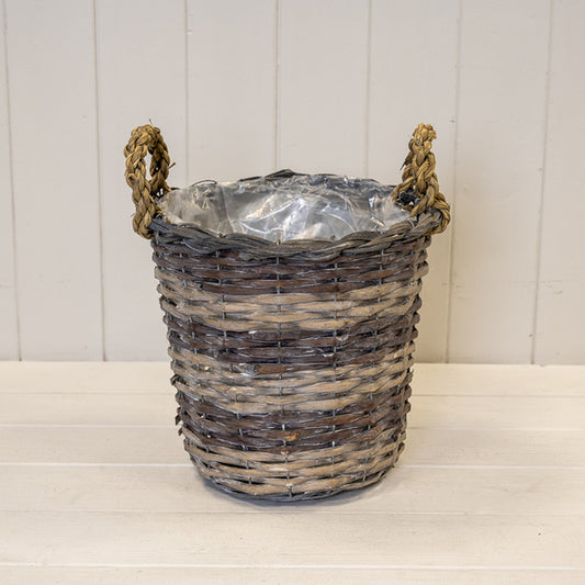 25cm Peeled and Unpealed Split Willow Round Basket With Ears