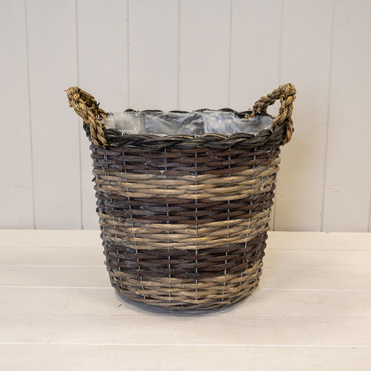 29cm Peeled and Unpealed Split Willow Round Basket With Ears