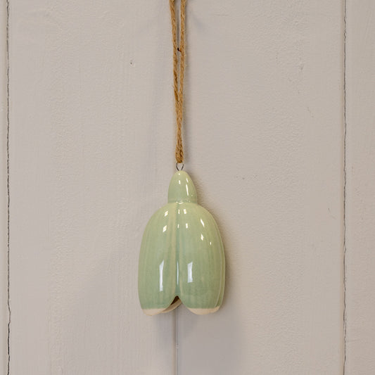 Green Ceramic Hanging Flower Decoration L4.4xW4.4xH7.3cm