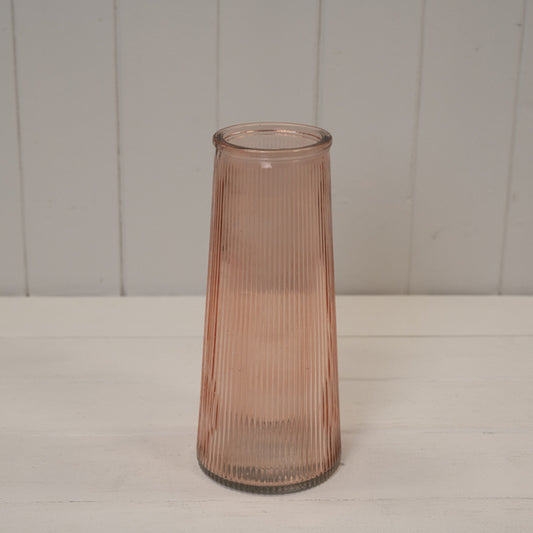 Rose Tall Ribbed Vase H22.5cm D10cm  Weight-595g
