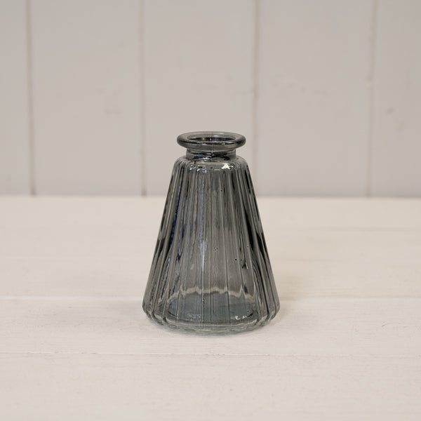 Cool Grey Glass Ribbed Bottle
