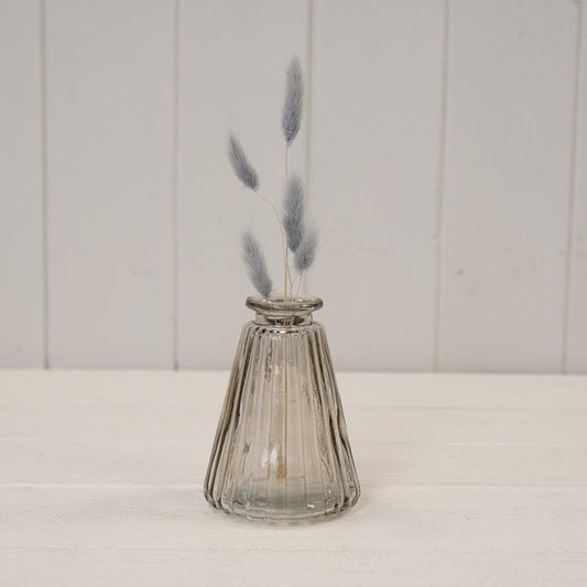 Smokey Brown Glass Ribbed Bottle