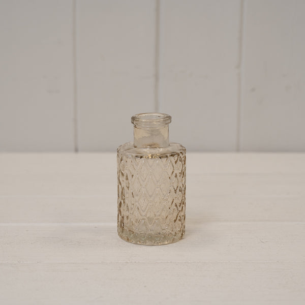 Smokey Brown Mini Geometric Glass Bottle