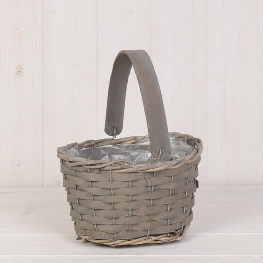 Greywashed Woodchip Trug with Flexi Handle 20x16cm H11cm