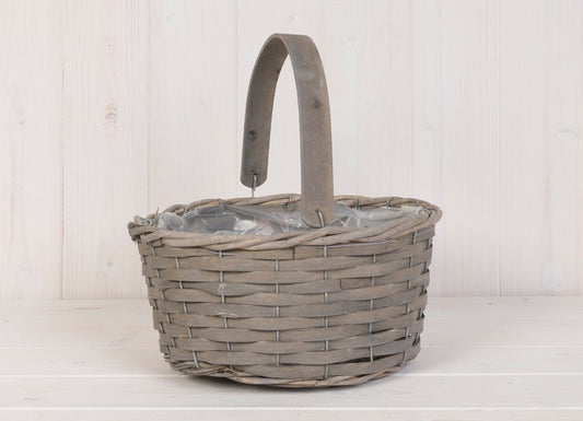 Greywashed Woodchip Trug with Flexi Handle 26x22cm H12cm