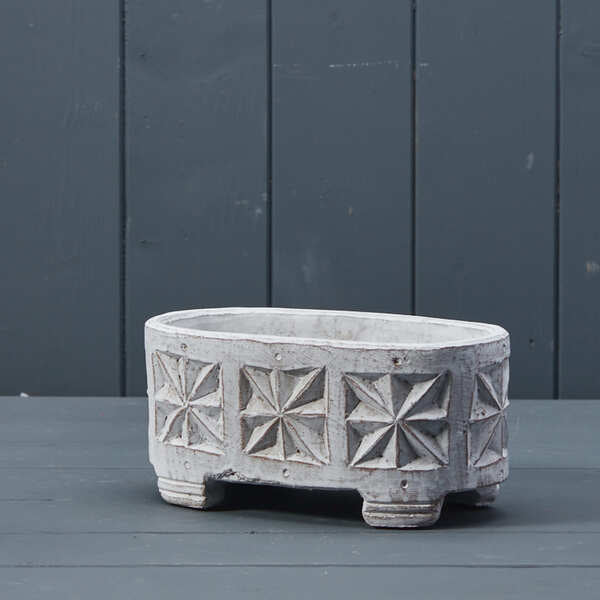 Geo Square Pot on Feet  TD19.7x10cm H9.5cm CL