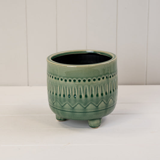 Green Ceramic Pot TD15.3 x BD14 x H15cm