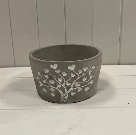 Grey Cement Love Tree Bowl TD16.8cm H9.8cm