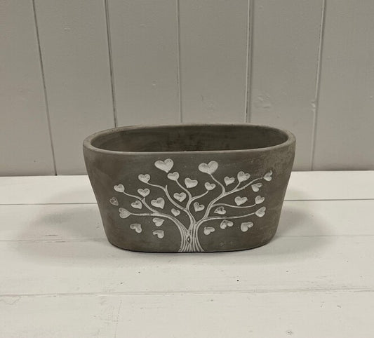 Grey Cement Love Tree Trough TD19.5x11.2cm H9.8cm