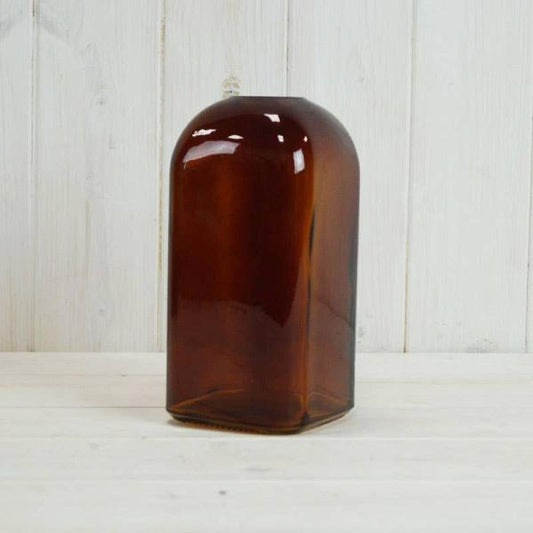Burnt Amber Square Bottle Vase H17.8cm