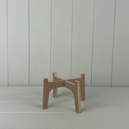 Small Natural Slot-together (Flat Pack) Plant Stand For 12cm Pot (H9cm D21)