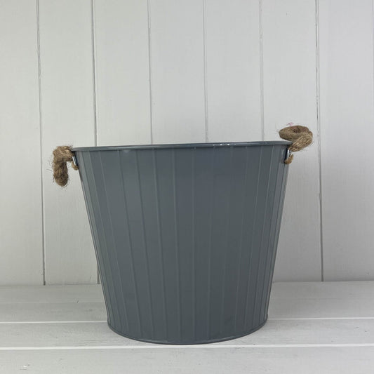 Cool Grey Round Tapered Zinc Planter (28cm)