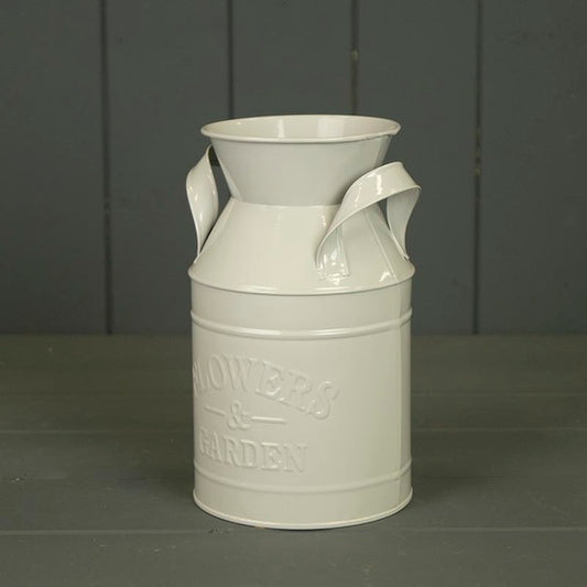 Grey Flowers and Garden zinc milk churn TD9.5cm BD11cm H18cm with PVC Liner