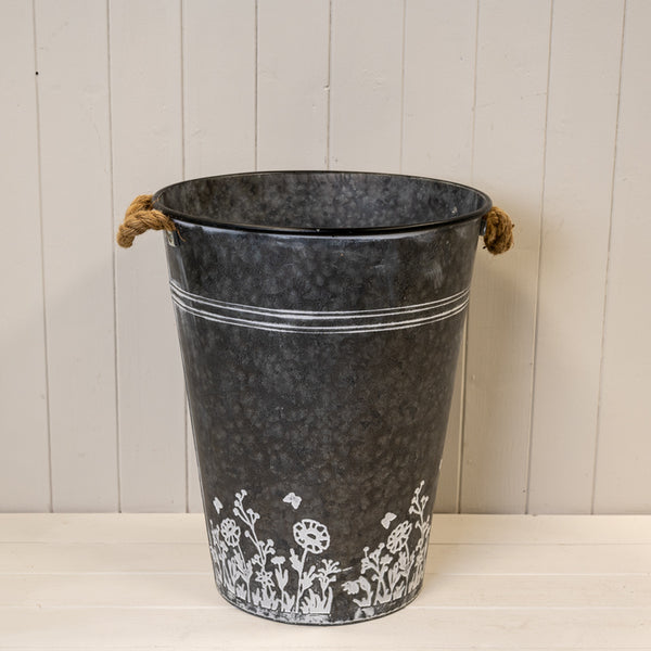 Zinc Planter Flower Design TD37cm H46cm