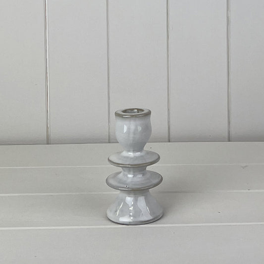 Glazed Ceramic Candle Holder with Textured Detail L6.3xD6.3xH11.2cm  Weight-223g