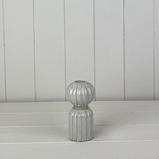 Glazed Ceramic Candle Holder with Textured Detail L6.5xD6.5xH12cm  Weight-246g