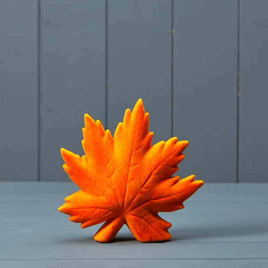 Orange flocked ceramic maple leaf 15.2x4.8x14.8cm  Weight-289g